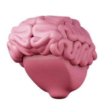 Pink brain high quality 3d render illustration icon isolated on white background Illustrazione stock
