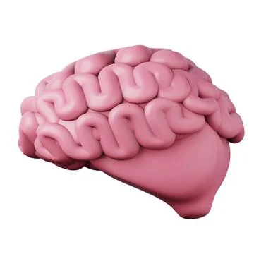 Pink brain high quality 3d render illustration icon isolated on white background Illustrazione stock