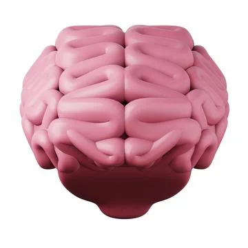 Pink brain high quality 3d render illustration icon isolated on white background Stock Illustration