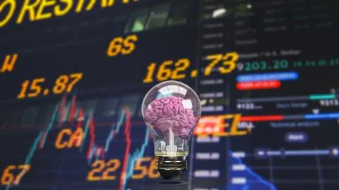 The pink brain in light bulb for creative or business concept 3d rendering Stock Illustration