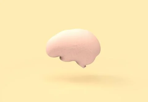 Pink brain on a yellow background Stock Illustration