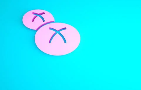 Pink Bread loaf icon isolated on blue background. Minimalism concept. 3d illu Stock Illustration