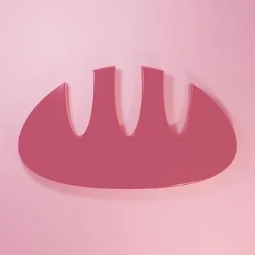 Pink Bread loaf icon isolated on pink background. Minimalism concept. 3D re.. Stock Illustration