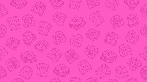 Pink bread toast seamless pattern background. Toast sketch wallpaper Stock Illustration