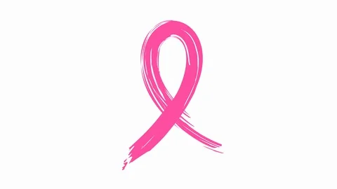 Pink breast cancer awareness ribbon. Brush style. Stock Footage