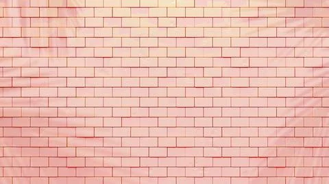 Pink Brick wall and Shadow from tree. for texture background. Stock Illustration