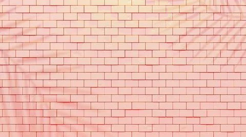 Pink Brick wall and Shadow from tree. for texture background. Stock Illustration