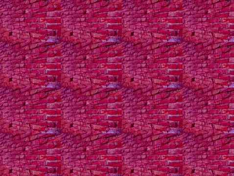 Pink Brick Wall Texture Pattern Background Repeating Tiled Red Masonry Surf.. Stock Photos