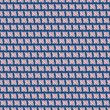 Pink bricks seamless vector pattern on classic blue background Stock Illustration