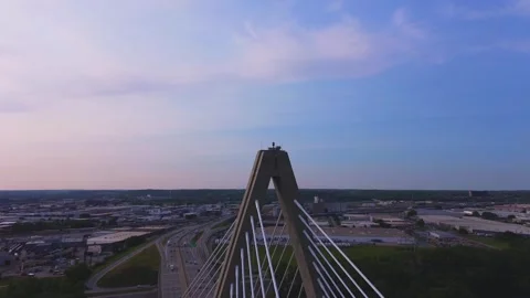 Pink Bridge Skyline Stock Footage 243751808