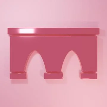 Pink Bridge for train icon isolated on pink background. Minimalism concept... 스톡 일러스트