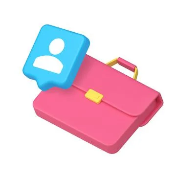 Pink briefcase with profile bubble symbolizing user account, personal data, i Illustrazione stock