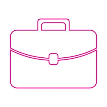 Pink briefcase vector line icon isolated on white background Stock Illustration