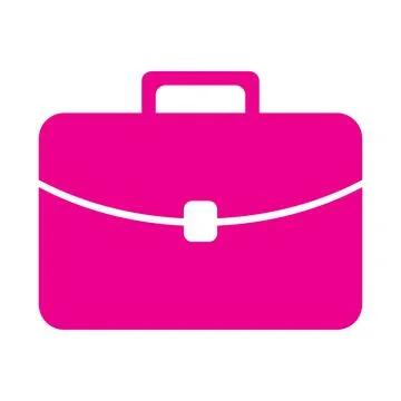 Pink briefcase vector solid icon isolated on white background Illustrazione stock