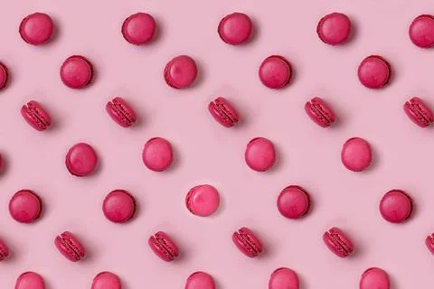 Pink bright Macaroons pattern color matching objects and background Stock Photos