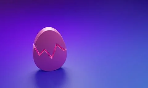 Pink Broken egg icon isolated on purple-blue background. Happy Easter. Mini.. Stock Illustration