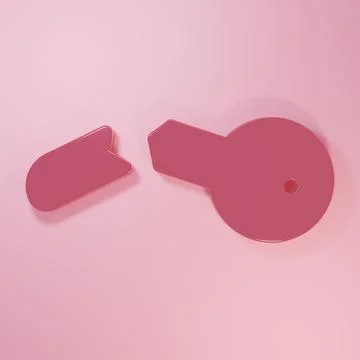 Pink Broken key icon isolated on pink background. Minimalism concept. 3D re.. Stock Illustration