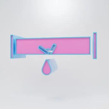 Pink Broken metal pipe with leaking water icon isolated on grey background... Stock Illustration