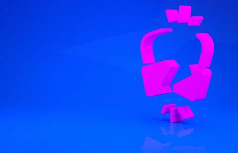 Pink Broken or cracked lock icon isolated on blue background. Unlock sign. Mi Stock Illustration