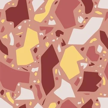 Pink broken stone. Terrazzo pattern, italian style for tiles, fabrics and Stock Illustration