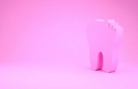 Pink Broken tooth icon isolated on pink background. Dental problem icon. Dent Stockillustratie