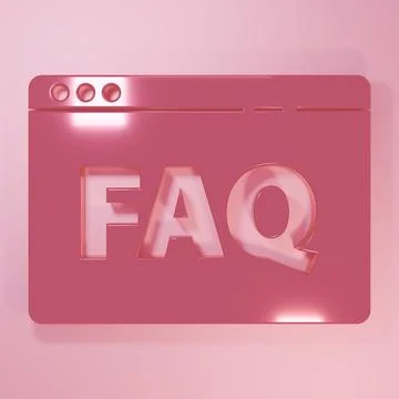 Pink Browser FAQ icon isolated on pink background. Internet communication p.. Stock Illustration
