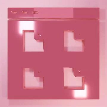 Pink Browser files icon isolated on pink background. Minimalism concept. 3D.. Stock Illustration