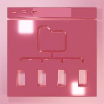 Pink Browser files icon isolated on pink background. Minimalism concept. 3D.. Stock Illustration