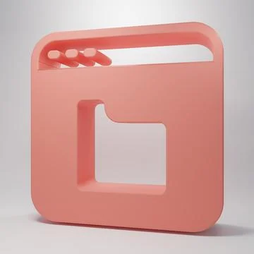 Pink Browser files icon isolated on pink background. Minimalism concept. 3D.. Illustrazione stock