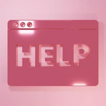Pink Browser help icon isolated on pink background. Internet communication .. 库存插图