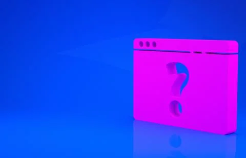 Pink Browser with question mark icon isolated on blue background. Internet co 库存插图