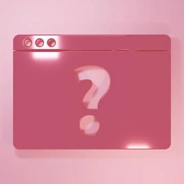 Pink Browser with question mark icon isolated on pink background. Internet .. 库存插图