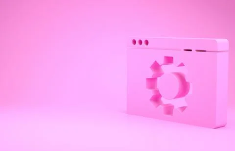 Pink Browser setting icon isolated on pink background. Adjusting, service, ma Stock Illustration