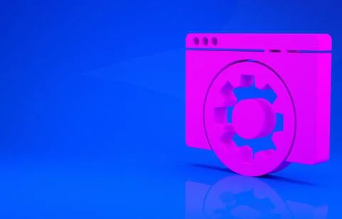 Pink Browser setting icon isolated on blue background. Adjusting, service, ma Stock Illustration