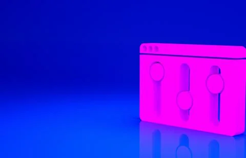Pink Browser setting icon isolated on blue background. Adjusting, service, ma Stock Illustration
