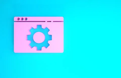 Pink Browser setting icon isolated on blue background. Adjusting, service, ma Stock Illustration