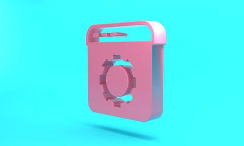 Pink Browser setting icon isolated on turquoise blue background. Adjusting, s Stock Illustration