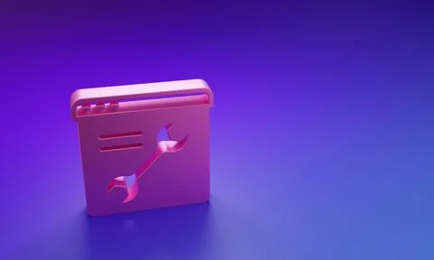 Pink Browser setting icon isolated on purple-blue background. Adjusting, se.. Stock Illustration