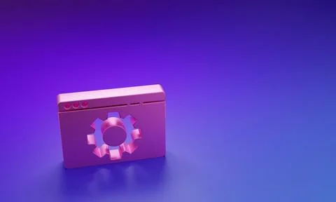 Pink Browser setting icon isolated on purple-blue background. Adjusting, se.. 스톡 일러스트