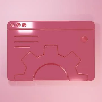 Pink Browser setting icon isolated on pink background. Adjusting, service, .. Stock Illustration