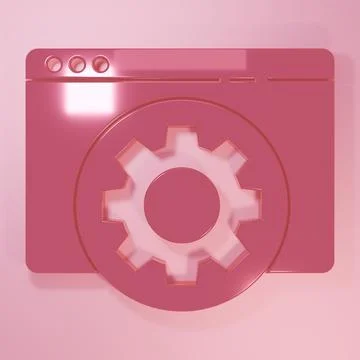 Pink Browser setting icon isolated on pink background. Adjusting, service, .. Stock Illustration