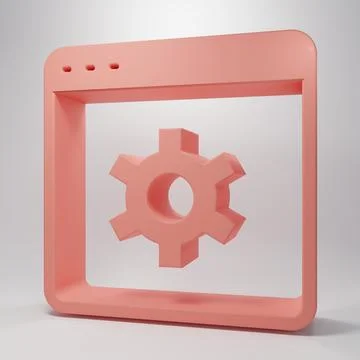 Pink Browser setting icon isolated on pink background. Adjusting, service, .. Stock Illustration