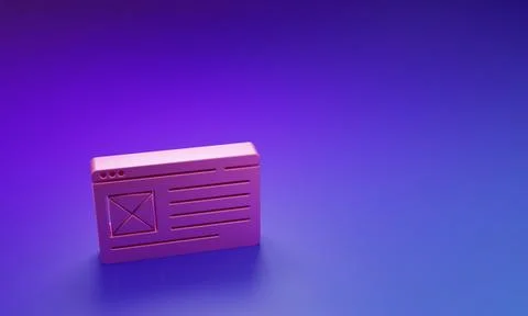 Pink Browser window icon isolated on purple-blue background. Minimalism con.. Ilustración de archivo