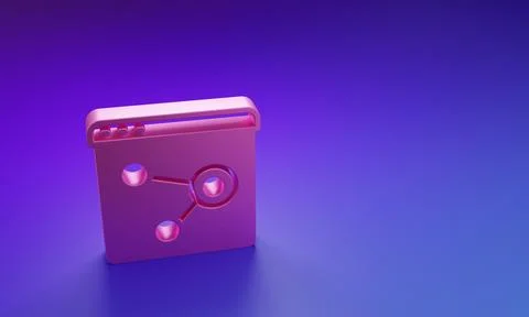 Pink Browser window icon isolated on purple-blue background. Minimalism con.. Illustrazione stock