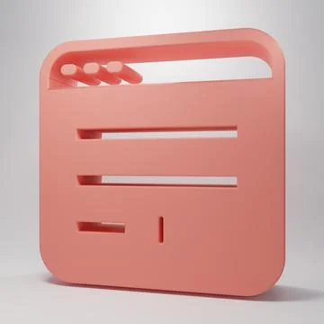 Pink Browser window icon isolated on pink background. Minimalism concept. 3.. Stock Illustration