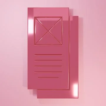 Pink Browser window icon isolated on pink background. Minimalism concept. 3.. Stock Illustration