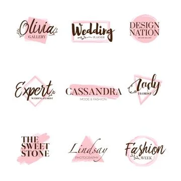 Pink Brush Logo Type Collection Stock Illustration