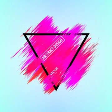 Pink brush stroke in a triangular frame Stock Illustration