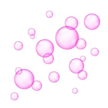 Pink bubble gum vector soap fizz. Pink bubble isolated 3d chewing gum foam Stock Illustration