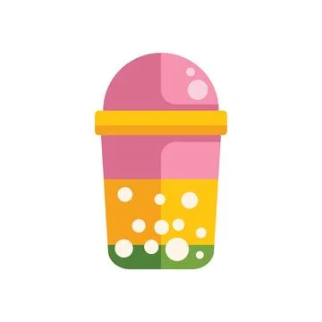 Pink bubble tea showing boba pearls and domed lid in disposable cup Stockillustratie